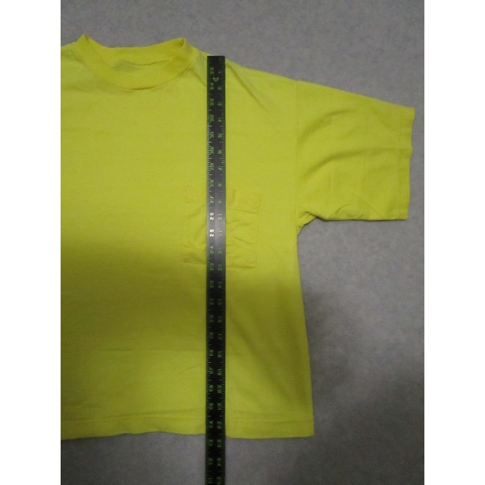 Vintage Selvedge Pocket Shirt‎ Mens M Yellow Vibrant Single Stitch 90s Boxy Fit - Picture 7 of 9